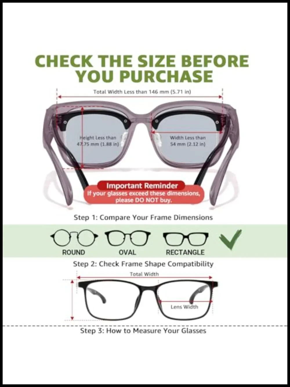 Polarized Fit Over Sunglasses Oversized Square UV Protection